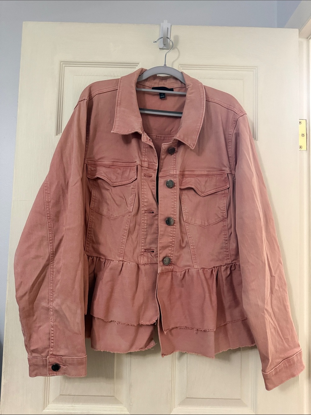 Lane Bryant Pink Peplum Button-Up Jacket Sz 24